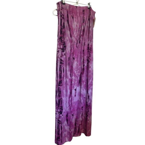 Faded Glory NWT Tie Dye Strapless Maxi Dress Casual Long Pink Purple Sz XL - Picture 3 of 7